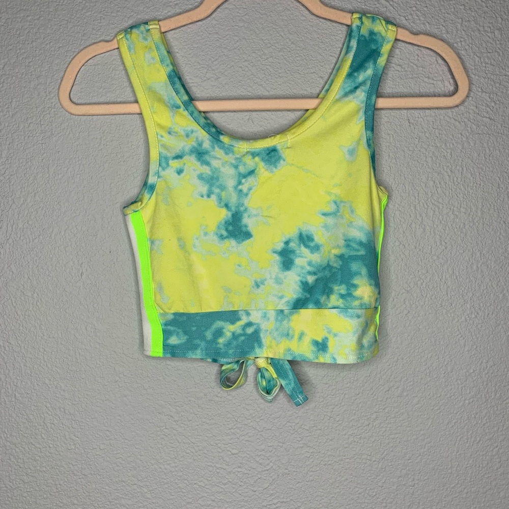 2 piece blue/green neon workout set
